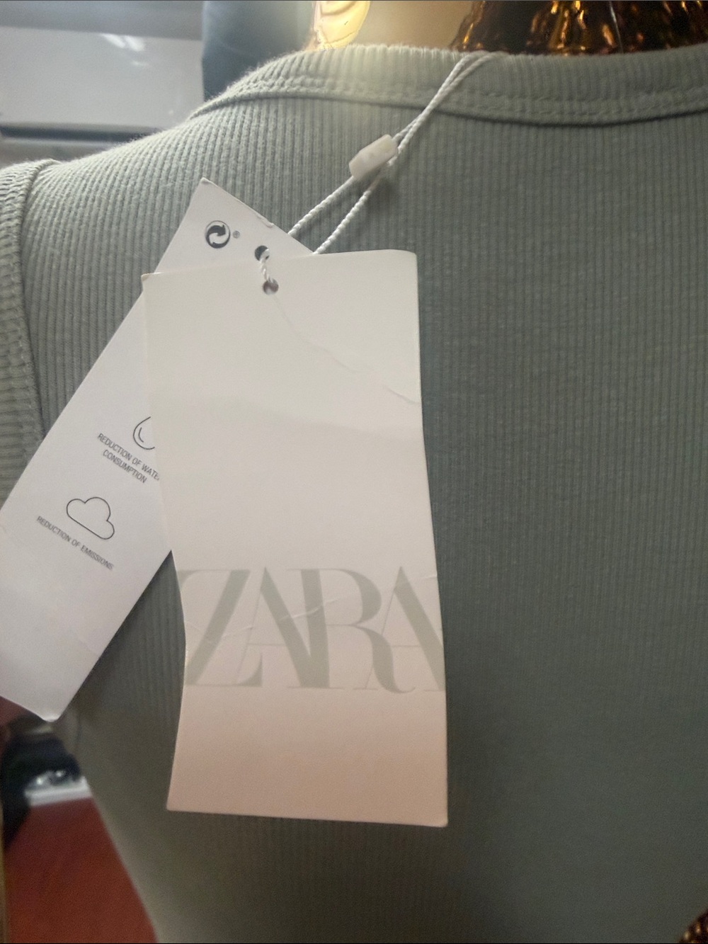 Zara Light Gray Ribbed Racer Crop Tank - Picture 3 of 5